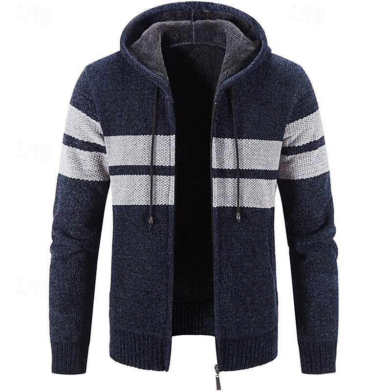 Per uomo Cardigan Maglione Maglione corto Maglione con zip Maglione lavorato a maglia A coste Maglia Standard Collage Tasche Color Block Con cappuccio Di tendenza Classico Da tutti i giorni del 2025 a $43.99 –P9
