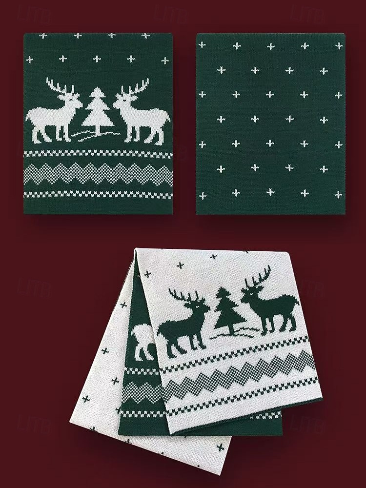 écharpe tricotée pour femme à imprimé renne et sapin de Noël en rouge et blanc, accessoire d'hiver douillet pour les fêtes de fin d'année de 2025 ? $11.99 –P6
