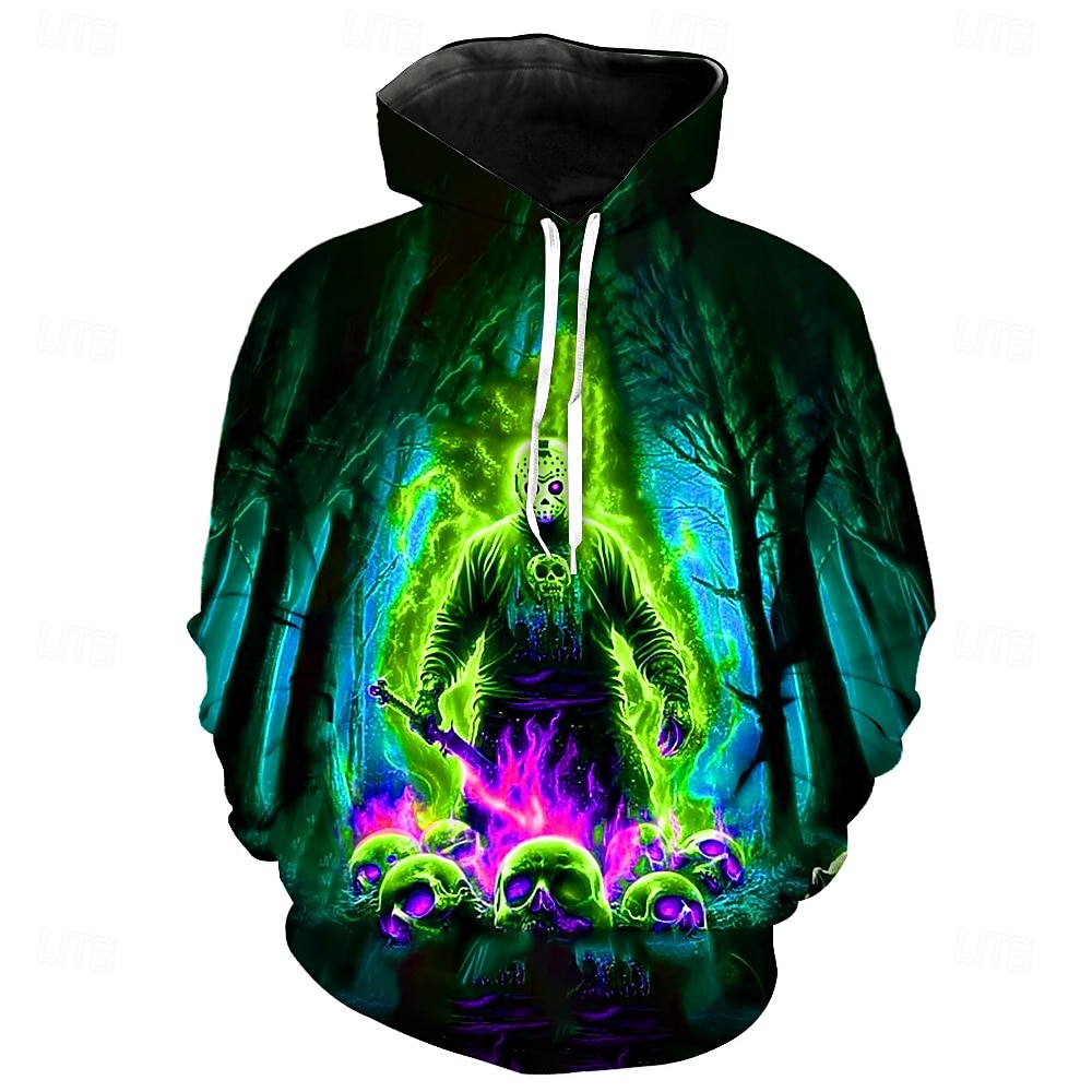 Morder Jason Voorhees Hattetrøje Pullover Halloween 3D Graphic Til Par Herre Dame Voksne Halloween Karneval Maskerade 3D-utskrift Fest Fritid / hverdag 2025 - $24.99 –P8