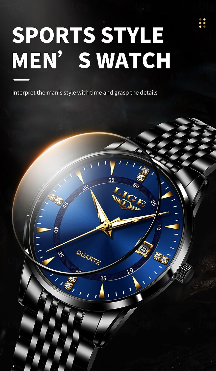 LIGE Men Quartz Watch Minimalist Calendar Stainless Steel Watch 2025 - $27.99 –P1