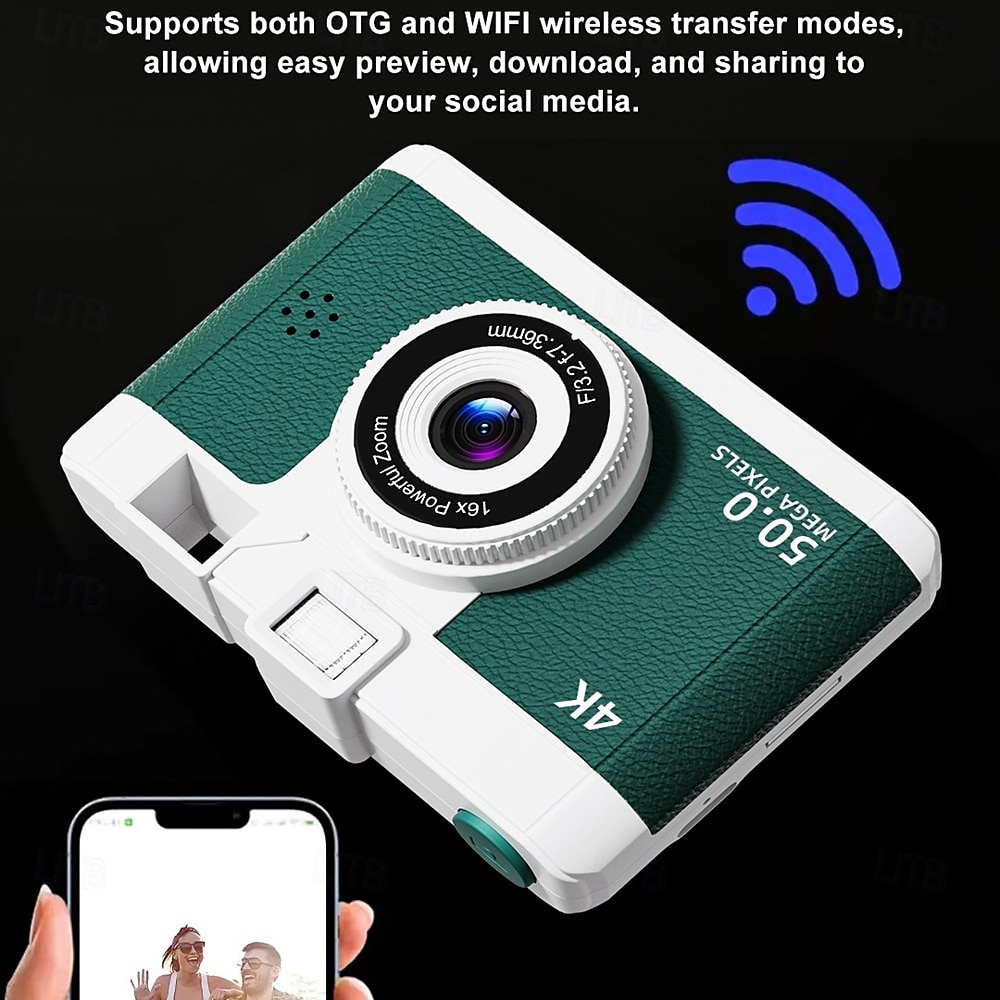 4k retro digitale camera vlogcamera wifi met 2,4 lcd hd-scherm 1080p 16x compacte digitale zoomcamera groothoek point-and-shootcamera 2025 - $43.99 –P14