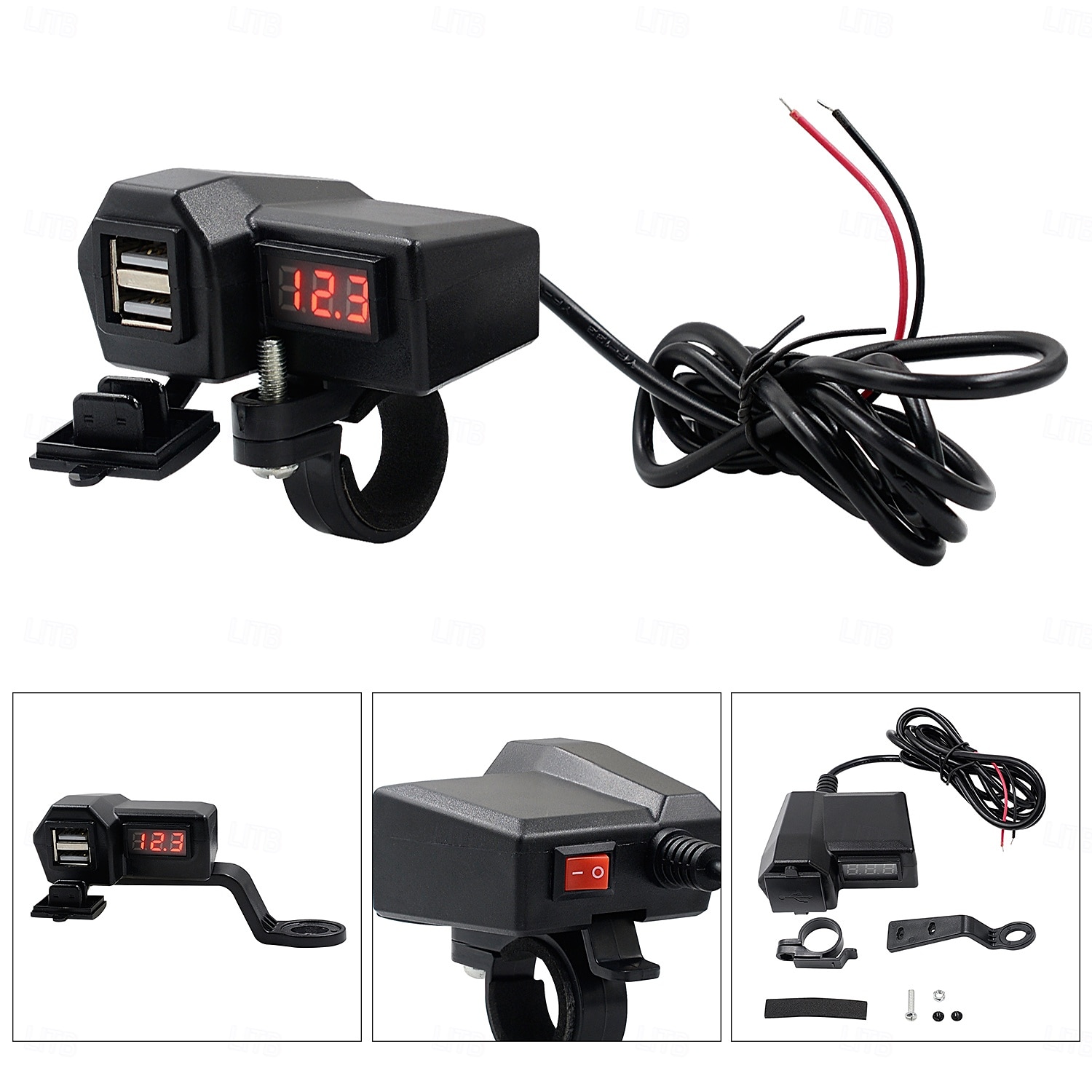 Caricabatterie per cellulare per moto 3.4a dual usb con accendisigari 10-24v con misuratore di tensione accessori di modifica del 2025 a $22.99 –P4