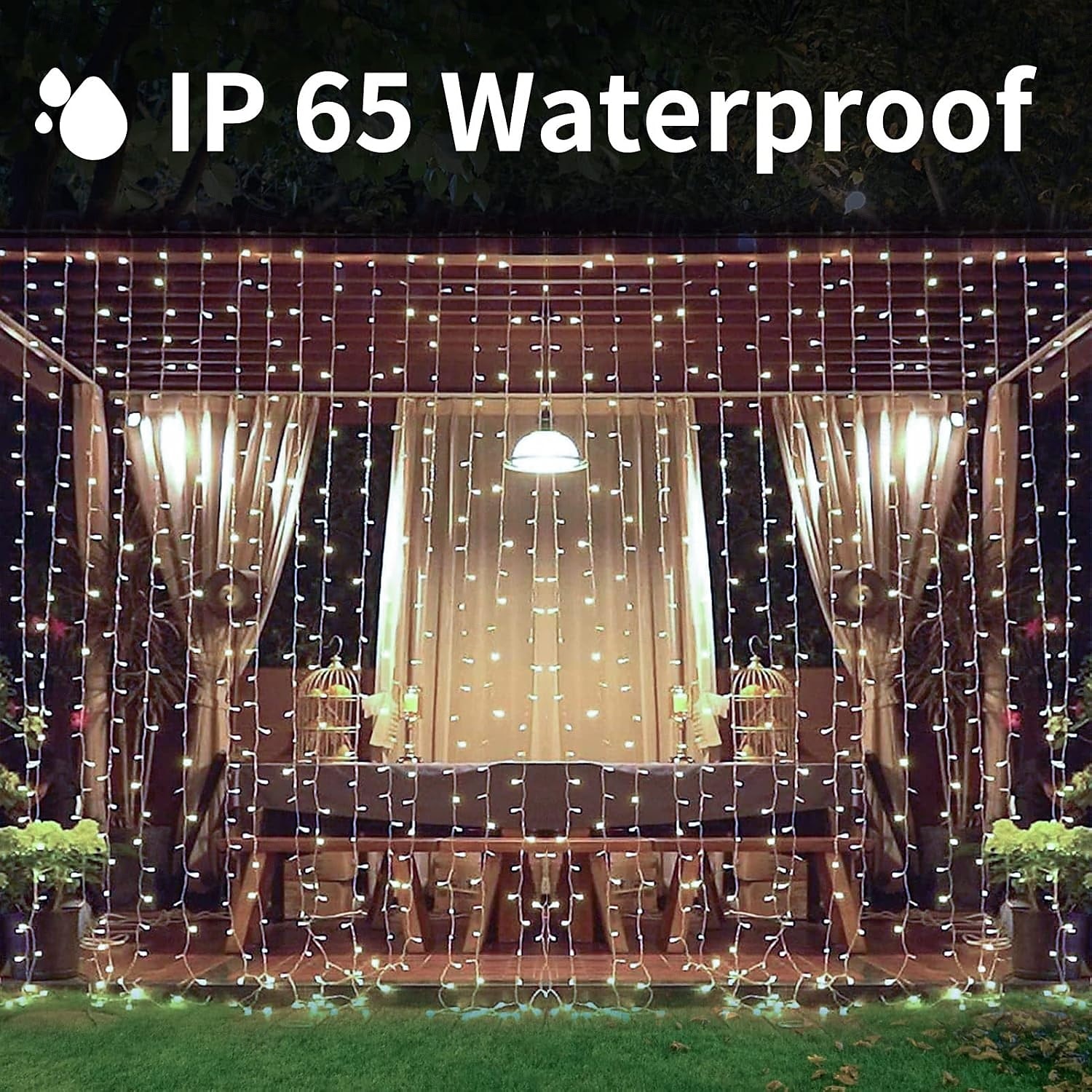 zonne-energie gordijnverlichting buiten afstandsbediening 8 standen verlichting lichtsnoer 3x3m 300leds ip65 waterdicht lichtsnoer kerstfeest bruiloft huis tuin muur woonkamer slaapkamer decoratie 2025 - $34.99 –P13