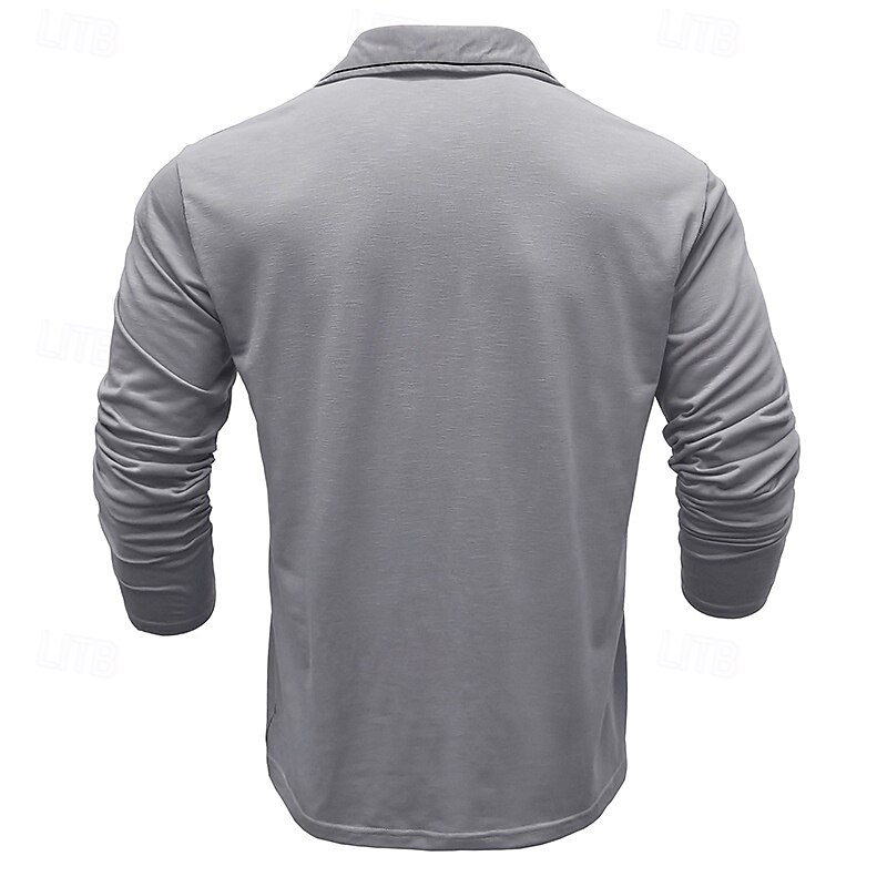 Men's Polo Shirt Golf Shirt Casual Sports Lapel Long Sleeve Fashion Basic Plain Button Pocket Spring & Fall Regular Fit White Yellow Army Green Blue Light Grey Polo Shirt 2025 - $22.99 –P7