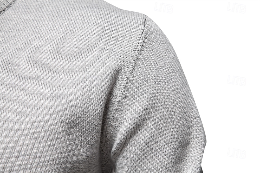 Pánské Plést Pevná barva Poloviční zip Úplet Elegantní Vánoční dárky Domů Oblečení Podzim Zima Světle šedá S M L 2025 - $26.99 –P5
