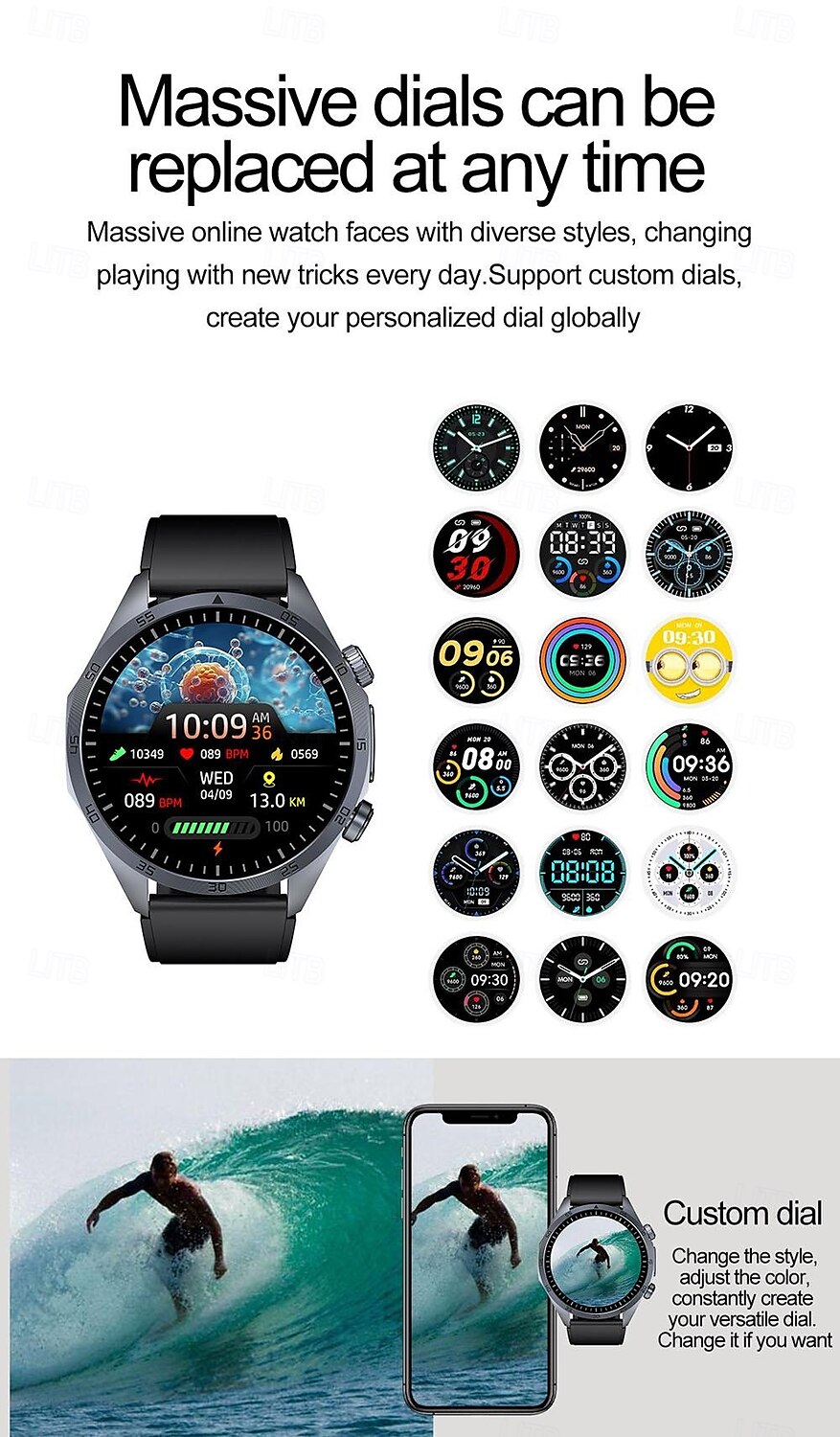 2025年 iMosi TK29 スマートウォッチ 1.43 インチ スマート·ウォッチ ブルートゥース ECG + PPG 温度監視 歩数計 と互換性があります Android iOS 女性 男性 メディアコントロール メッセージ受信通知 カメラコントロール IP68 48mmウォッチケース コレクション – $85.59 –P1