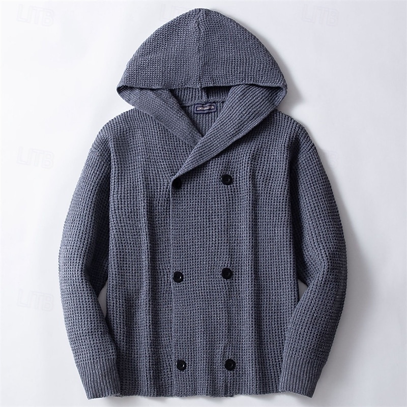 Per uomo Cardigan Maglione Maglione corto Maglione lavorato a maglia A coste Maglia Standard Bottone giù Liscio Con cappuccio Di tendenza Classico Da tutti i giorni Appuntamento Abbigliamento Autunno del 2025 a $43.99 –P2