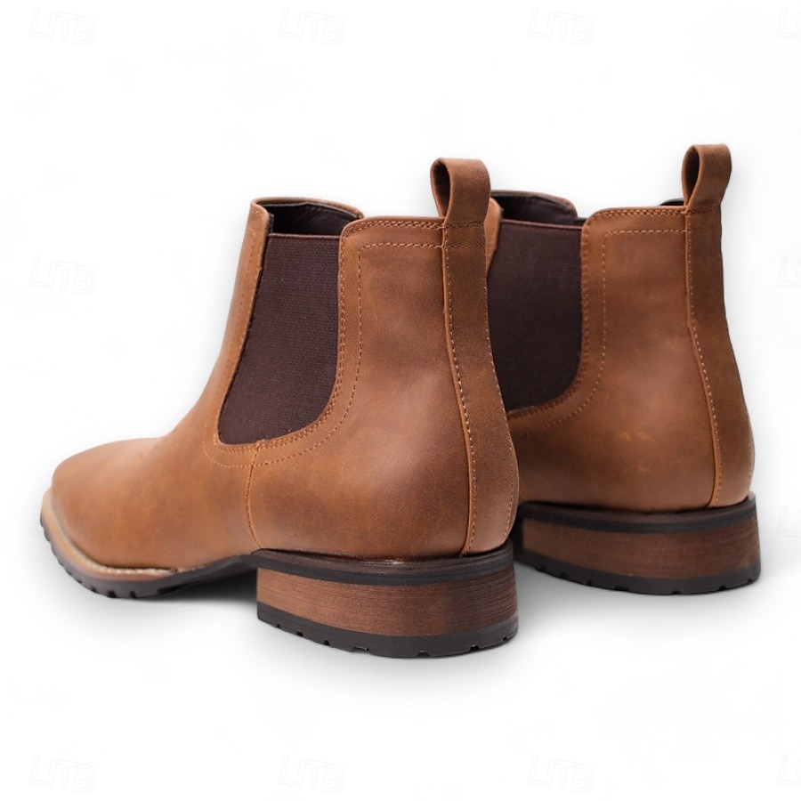 botas chelsea masculinas de couro marrom e preto – botas clássicas de cano curto com painéis laterais elásticos para uso casual e formal de 2025 por $89.99 –P2