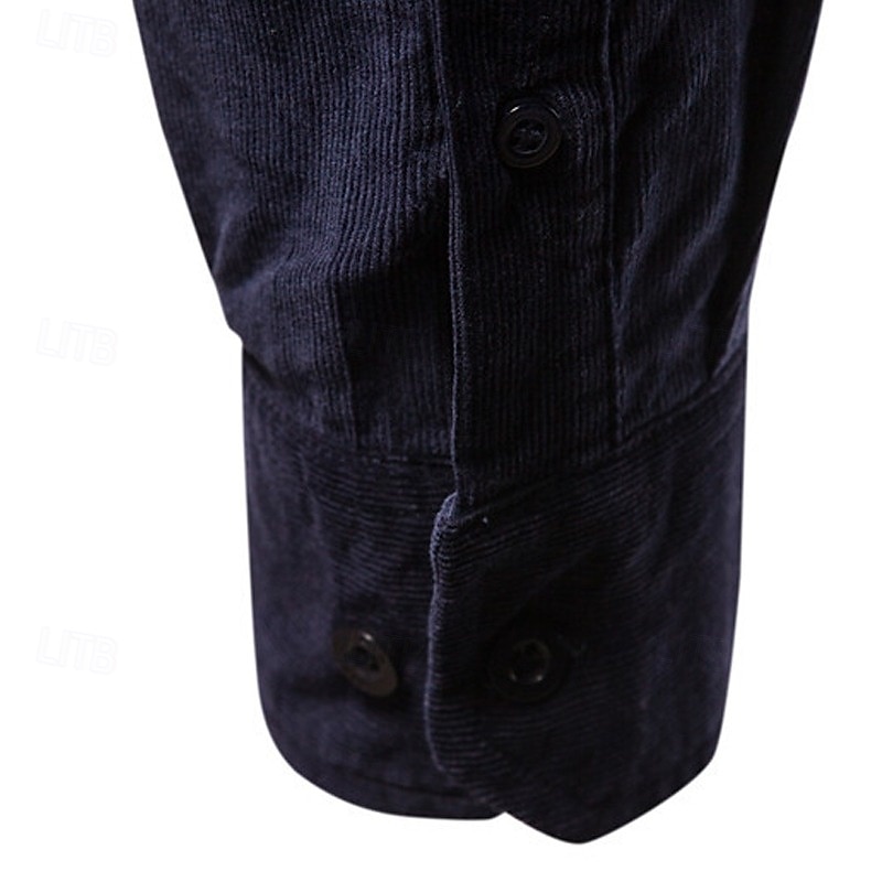 Per uomo Camicia Camicia estiva Camicia con bottoni Camicia di velluto a coste Nero Bianco Blu marino Manica lunga Liscio Collo ripiegabile Informale Giornaliero Bottone giù Abbigliamento Di tendenza del 2025 a $25.99 –P7