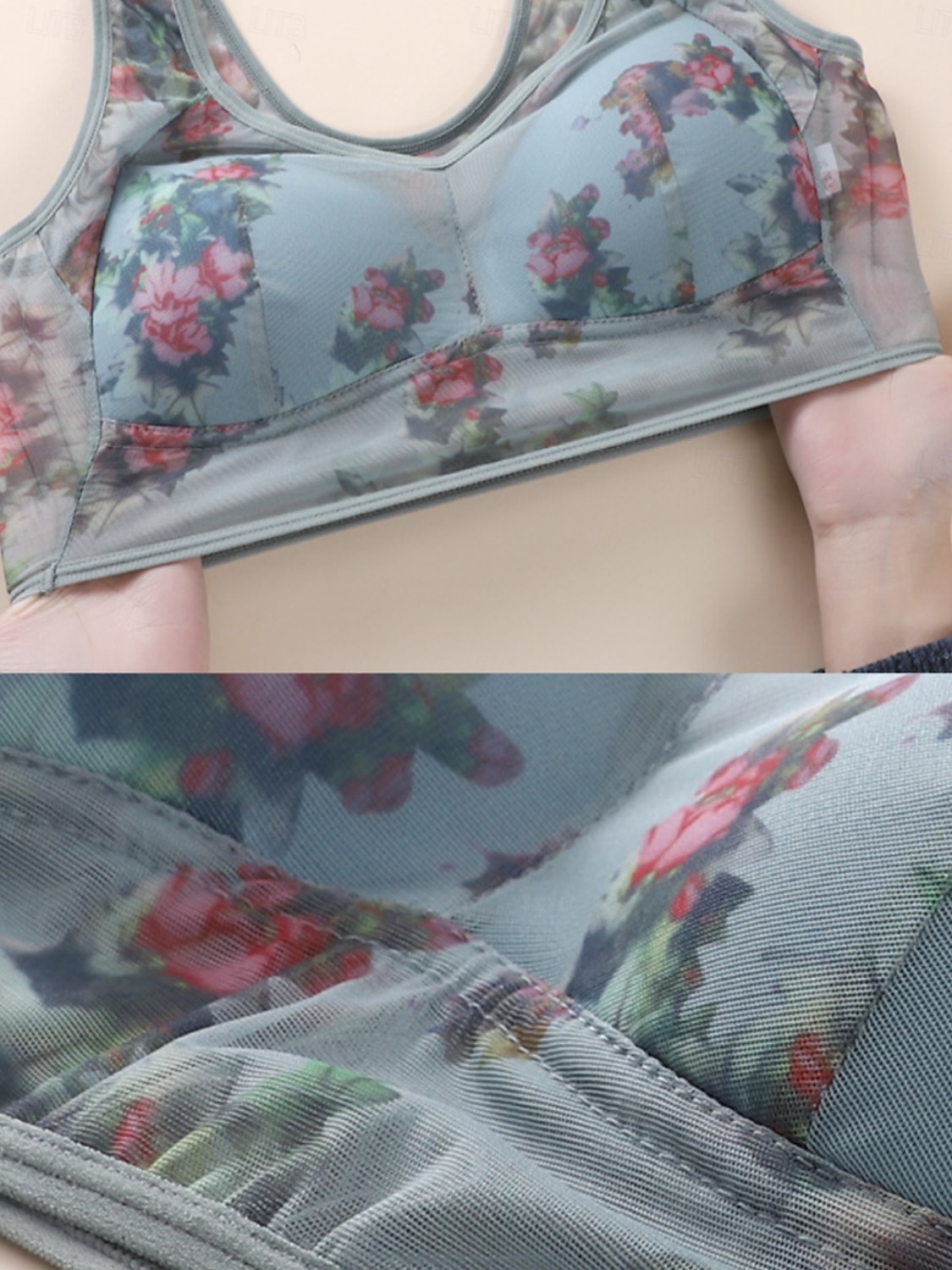 sutiã feminino de malha com estampa floral sutiã gráfico sem aro sem enchimento cobertura total sutiã moldado sólido para o dia a dia roupas para casa de 2025 por $14.99 –P12