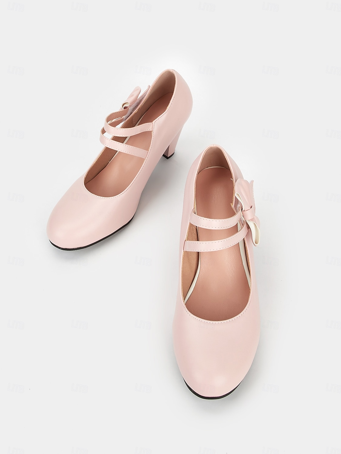 pantofi de damă cu bowknot roz cu toc mijlociu - pantofi de rochie drăguți în stil mary jane pentru petreceri, cosplay și ținute de inspirație vintage 2025 - $46.99 –P6