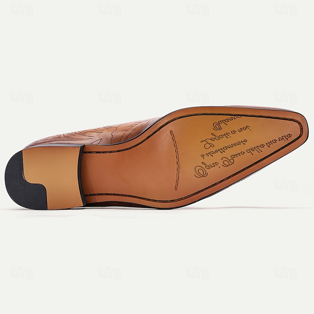 oxfordskor i premiumkoskinn för män – handsnidade blommönster med snörning av brogue dress-skor för formella tillfällen 2025 - $109.99 –P6