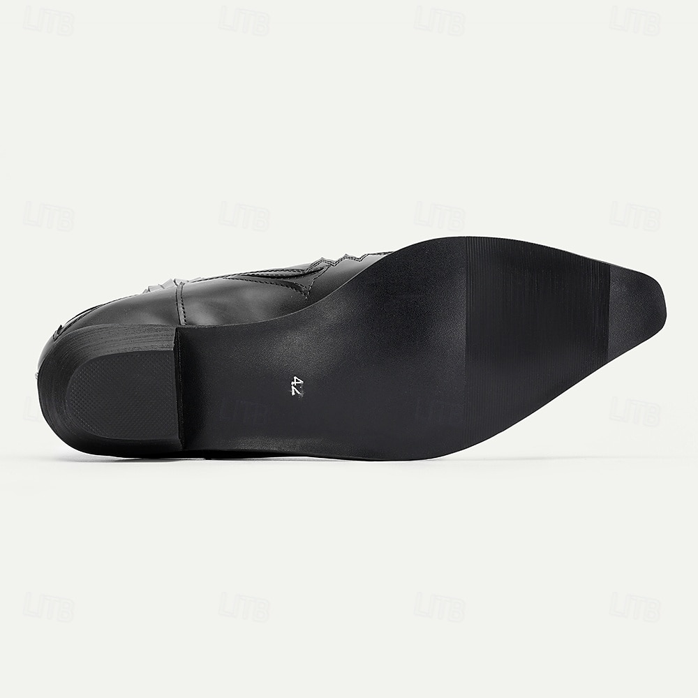 brązowe i niebieskie kowbojskie buty męskie w stylu western – haftowany wzór ze sztucznej skóry do noszenia na co dzień i w stylu rustykalnym 2025 - $59.99 –P6