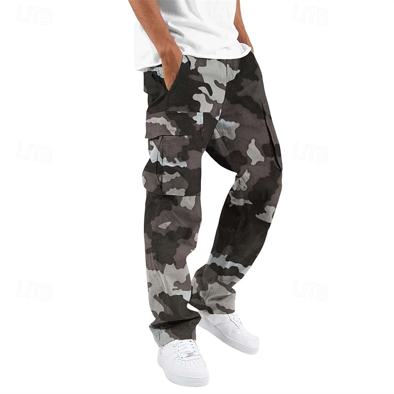 Pánské Kargo kalhoty Kalhoty Taktické kalhoty Knoflíky Multi kapsa Straight-Leg Kamuflážní barva Nositelný Denní Venkovní Outdoor a turistika Módní Klasické Vodní modrá Černá 2026 - $26.99 –P8