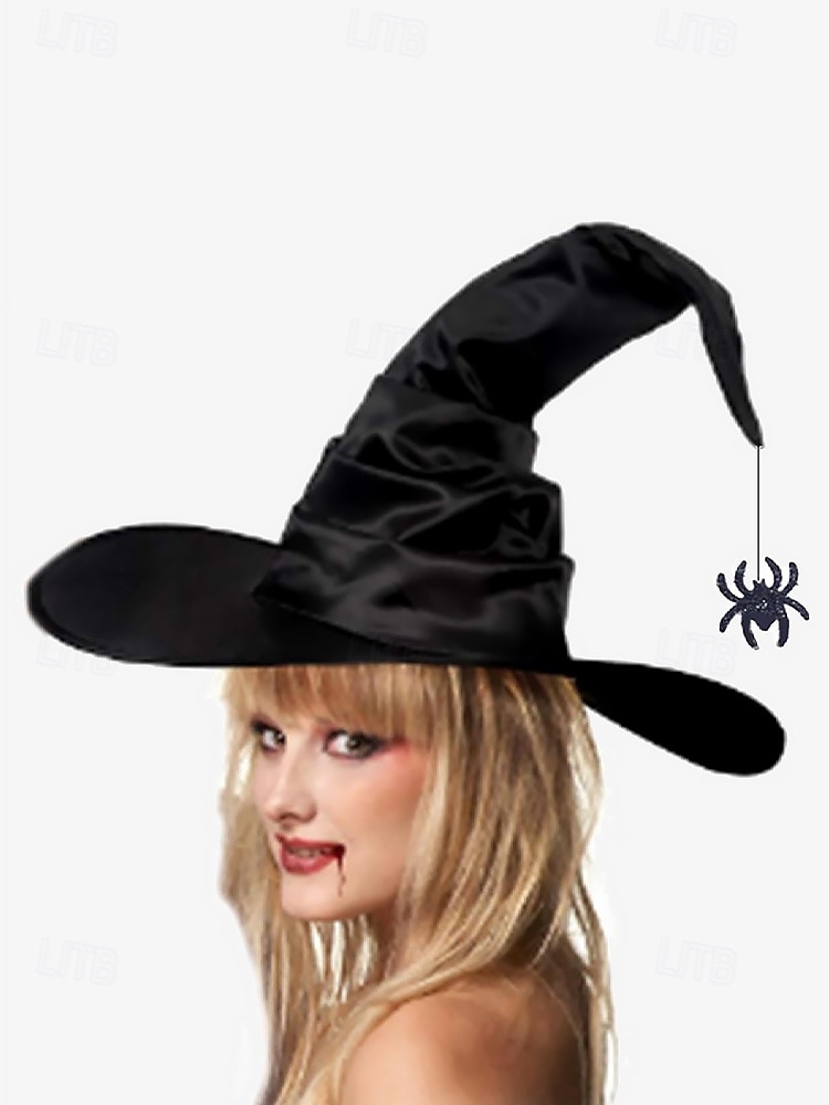 Sombrero de bruja de Halloween con decoración de araña: sombrero puntiagudo negro para cosplay, fiestas de disfraces y eventos de Halloween 2025 - $11.99 –P2