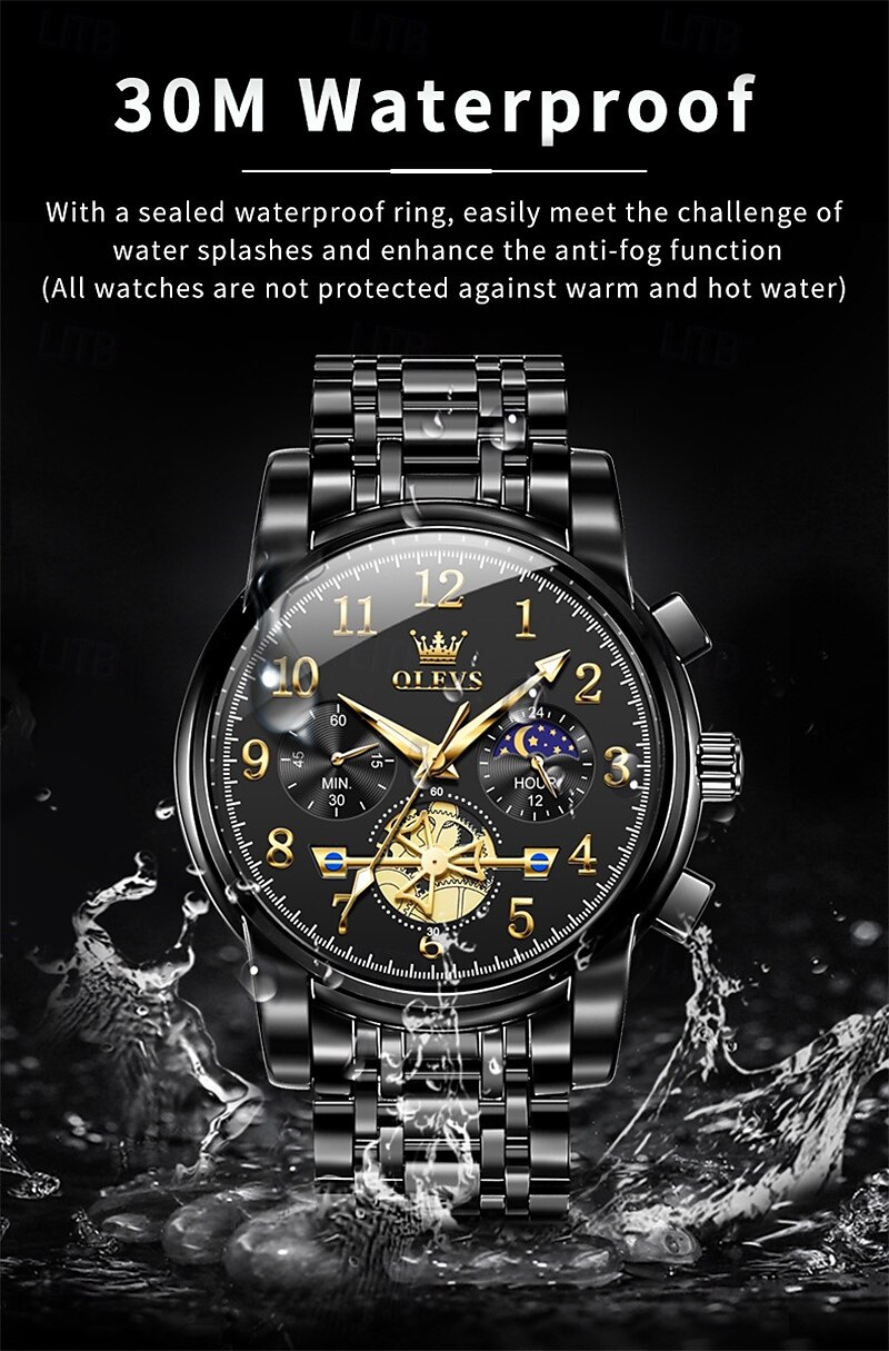 New Olevs Brand Trend Fashion Men'S Watches Luminous Chronograph Digital Scale Multifunction Waterproof Simple Quartz Watch Men'S Wristwatch 2025 - $32.99 –P9