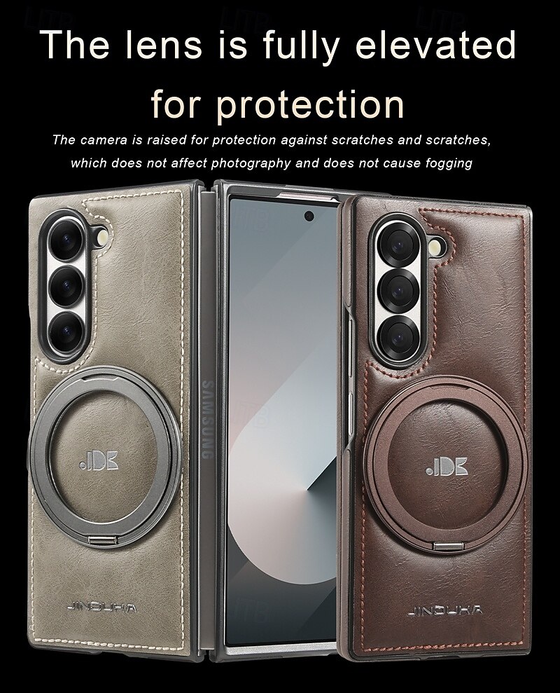 Phone Case For Samsung Galaxy Z Fold 6 Z Fold 5 Z Fold 4 Z Fold 3 Back Cover with Stand Holder Support Wireless Charging Shockproof Retro TPU PU Leather 2025 - $29.99 –P11