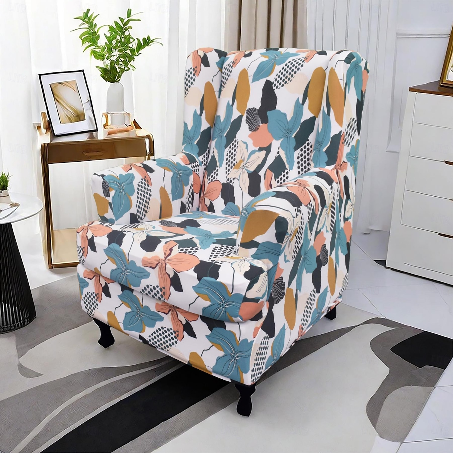fodera per poltrona con schienale alto floreale, elegante ed elastica, protezione per mobili resistente, perfetta per aggiungere un tocco di eleganza all'arredamento della tua casa del 2025 a $47.99 –P2