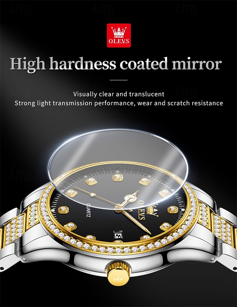 nieuwe olevs olevs merk heren stalen band horloge met diamanten lichtgevende kalender modetrend eenvoudig zakelijk quartz horloge vakantie waterdicht sport heren polshorloge 2025 - $31.99 –P2