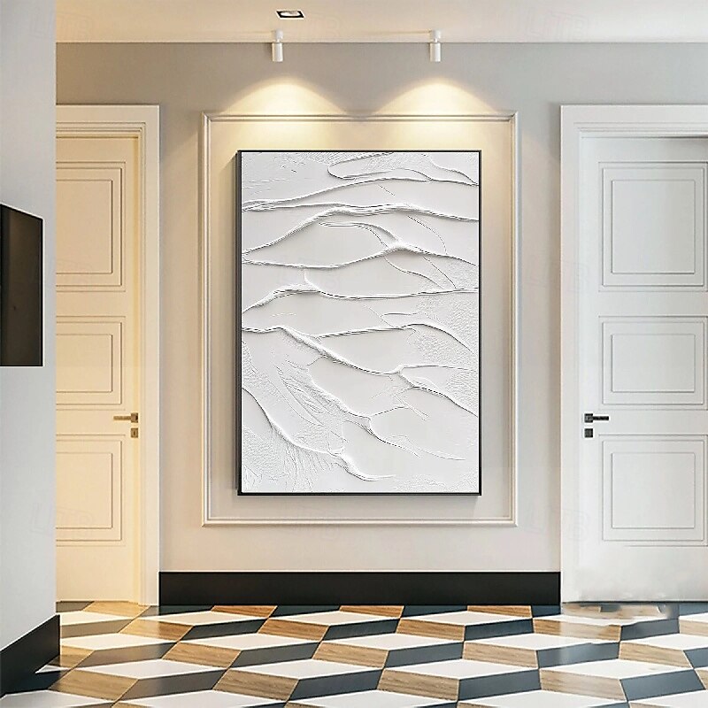 3D White oil painting Hand-Painted Thick Texture Oil Painting handpainted Beige White Painting On Canvas Abstract 3D white Textured oil painting Wall Art painting for Living Room bedroom decoration 2025 - $125.99 –P8