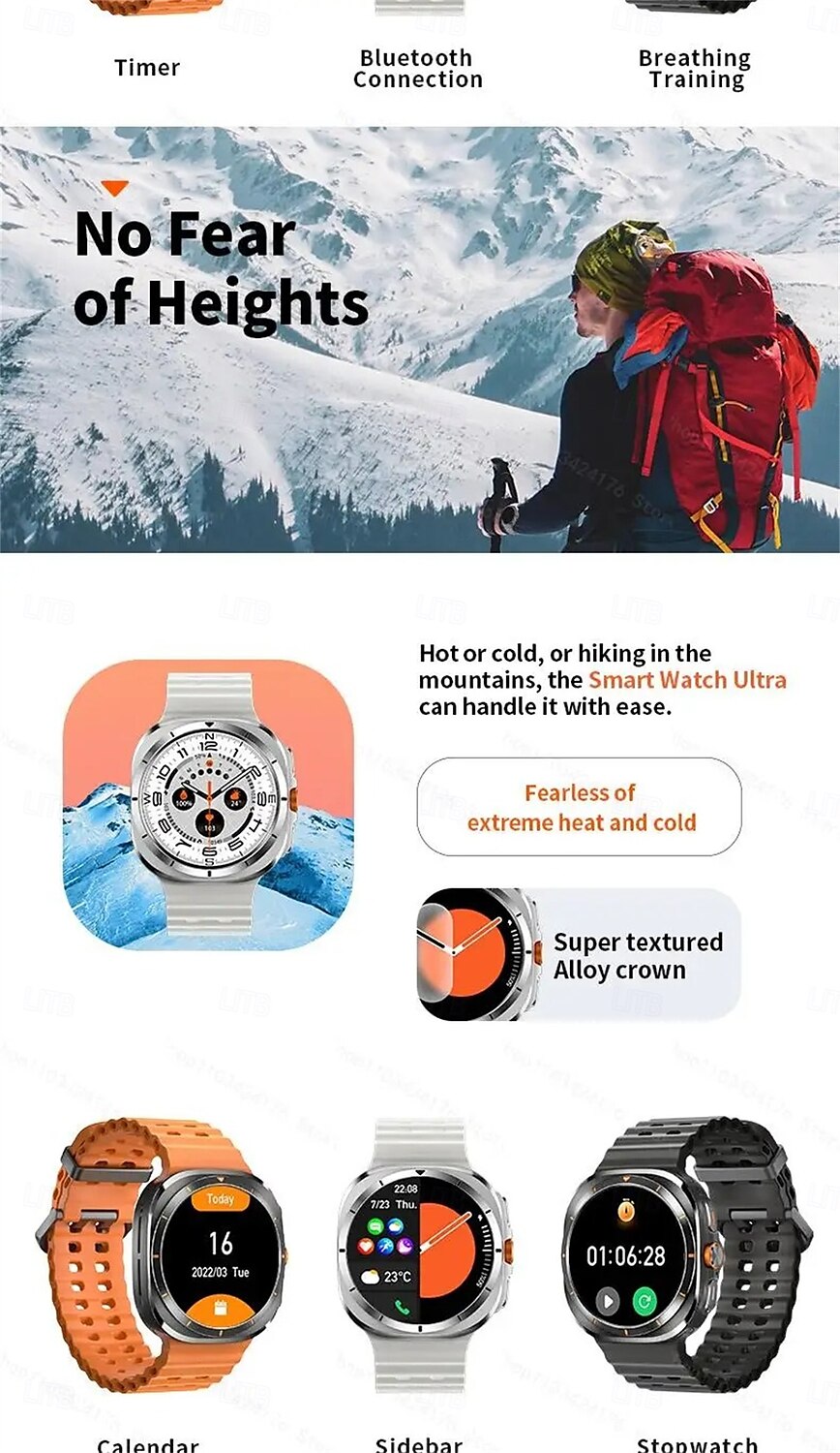 W7 AMOLED Smart Watch Ultra 7 Ai Dail 3D Menu SOS Compass Men Women Bluetooth Call Wireless Charging Sport Smartwatch 2025 - $54.99 –P4