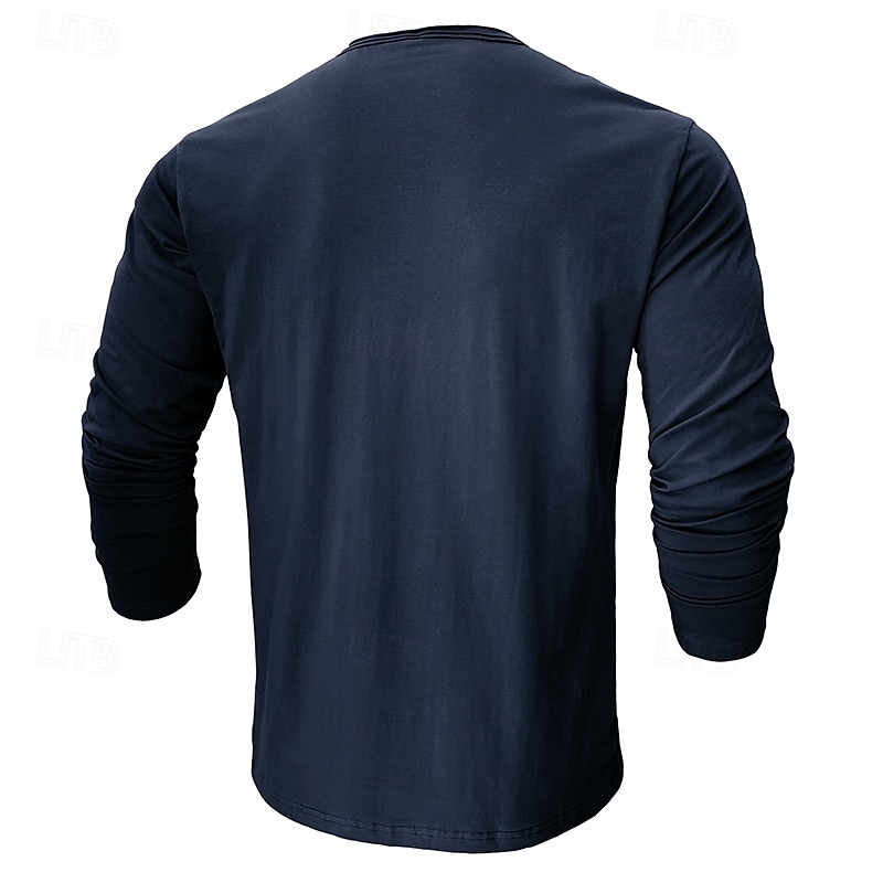 Herren T Shirt T-Shirt Langarmshirt Langarm Rundhalsausschnitt Frühling & Herbst Einfach Mode Designer Basic Klassicher Stil Urlaub Straße Ausgehen Schwarz Weiß Marinenblau Top T-Shirt für Herren 2026 - $22.99 –P5