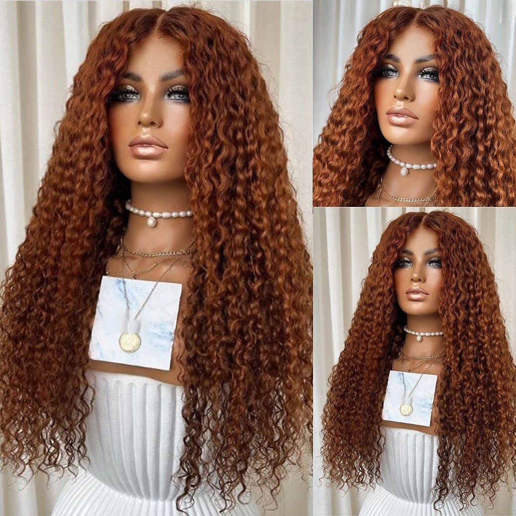Perruque Cheveux vierges non transformés 13x4 devant en dentelle Cheveux Brésiliens Bouclé Marron Partie libre Femme Densité 130% 150% avec des cheveux de bébé 100% vierge Sans colle Pré-plumé Longue de 2025 ? $296.19 –P3