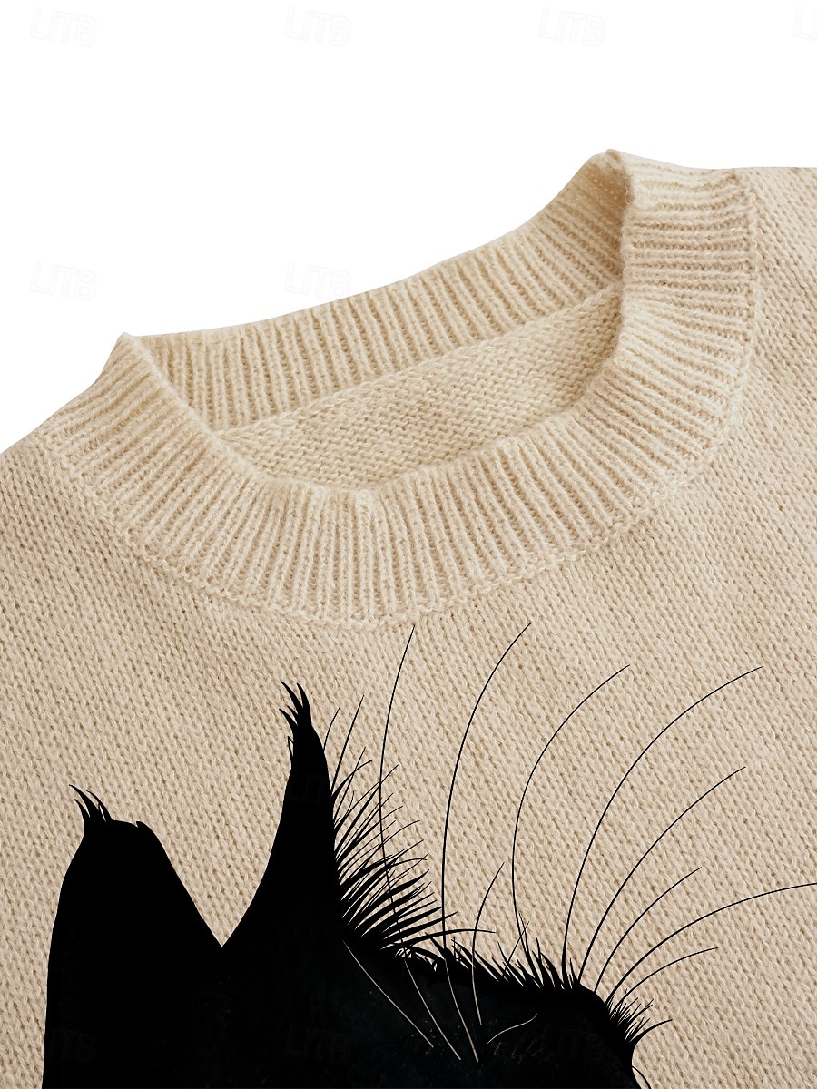 Femme Pull Chandail du quotidien Graphic Col Ras du Cou Imprimer manche longue Hauts réguliers Tricoter Formel Fin de semaine Rose Claire Violet Automne Hiver de 2025 ? $12.99 –P12