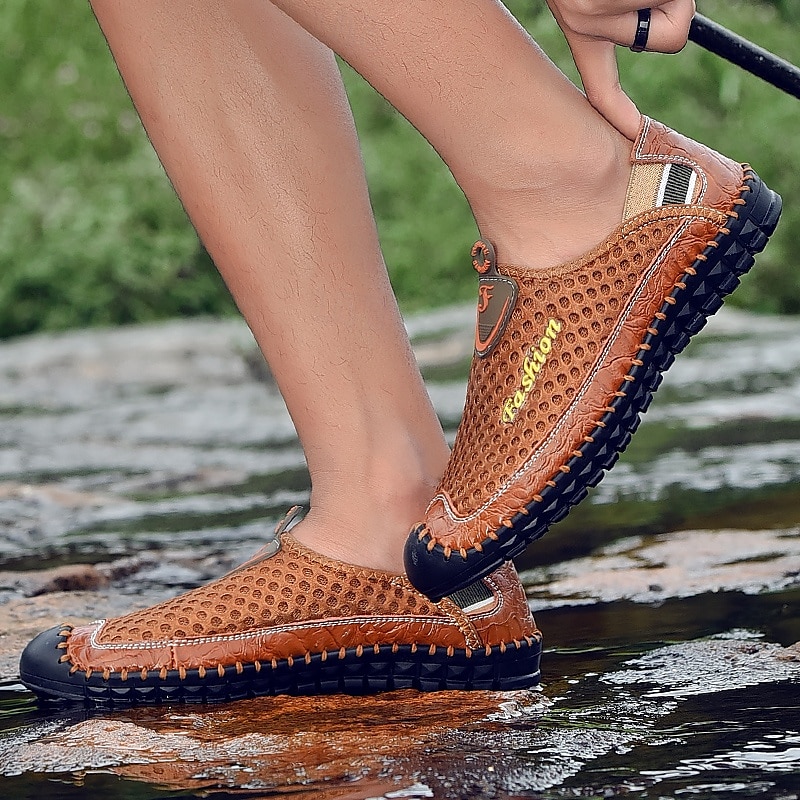 Men's Breathable Mesh Slip-On Casual Shoes – Lightweight Outdoor Walking Loafers with Hand-Stitched Detailing and Flexible Sole 2025 - $34.99 –P6