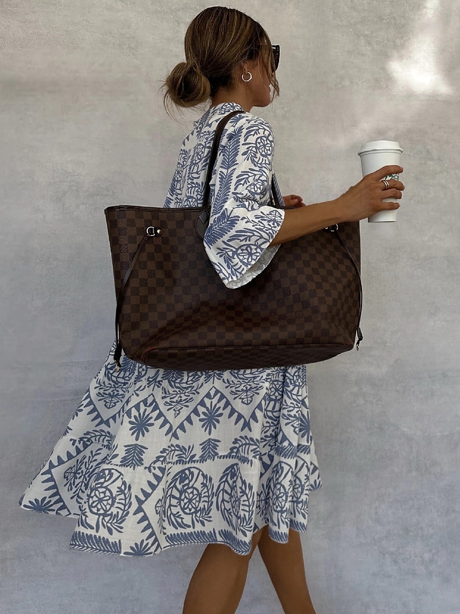 Dámské Maxi šaty Vintage šaty Volnočasové šaty Boho šaty Na běžné nošení Denní Volný Grafika Poloviční rukáv Do V Vodní modrá Khaki Jaro Podzim 2025 - $33.99 –P4