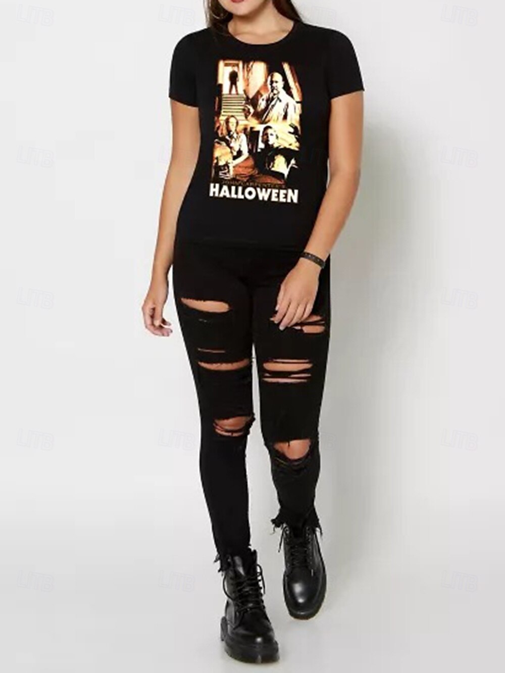 Halloween Michael Myers T-skjorte Trykt mønster Graphic Til Par Herre Dame Voksne Halloween Karneval Maskerade Varmstempling Fritid / hverdag 2025 - $15.49 –P7