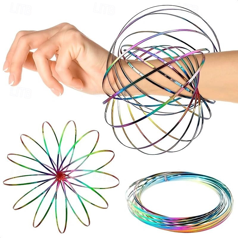 δαχτυλίδια mystical flow μπράτσο παιχνίδι - 3d kinetic ελατήριο βραχιόλι με μαγικό δαχτυλίδι, slinky σχέδιο και πολύχρωμη εμφάνιση - τέλειο δώρο για τα Χριστούγεννα, το Halloween, την ημέρα των 2025 - $12.99 –P1