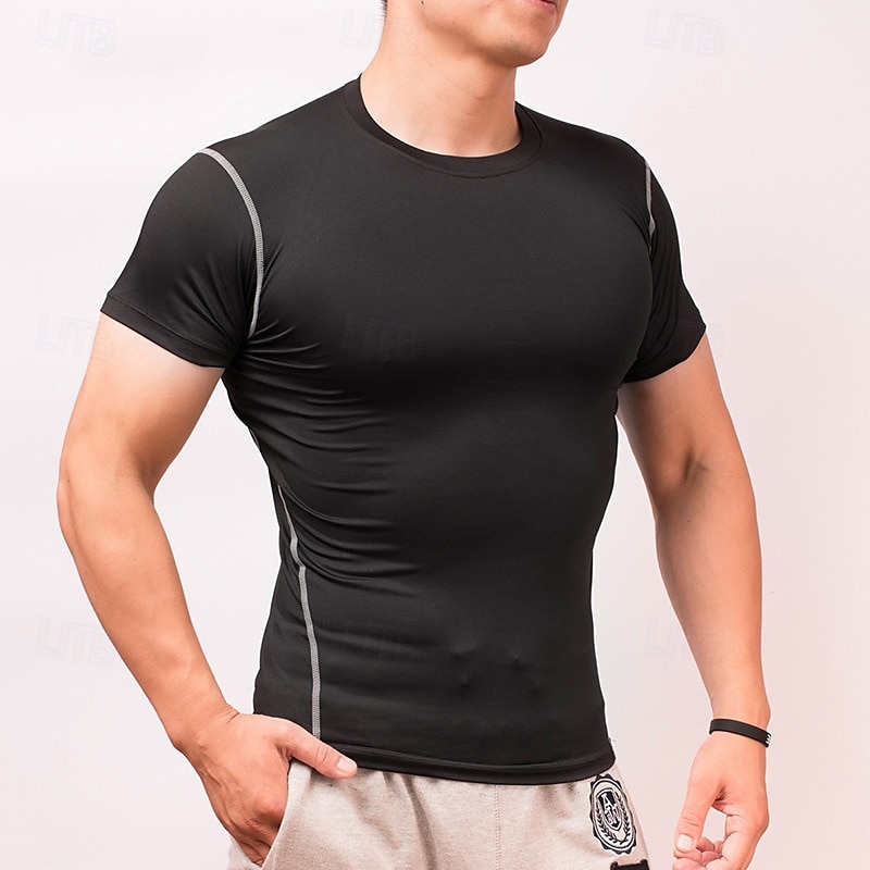 Per uomo T-shirt Compressione Maglia Atletica Maglia da palestra Camicia fitness Manica corta Maglietta Informale Athleisure Traspirante Asciugatura rapida Compressione Allenamento in palestra Corsa del 2025 a $8.99 –P5