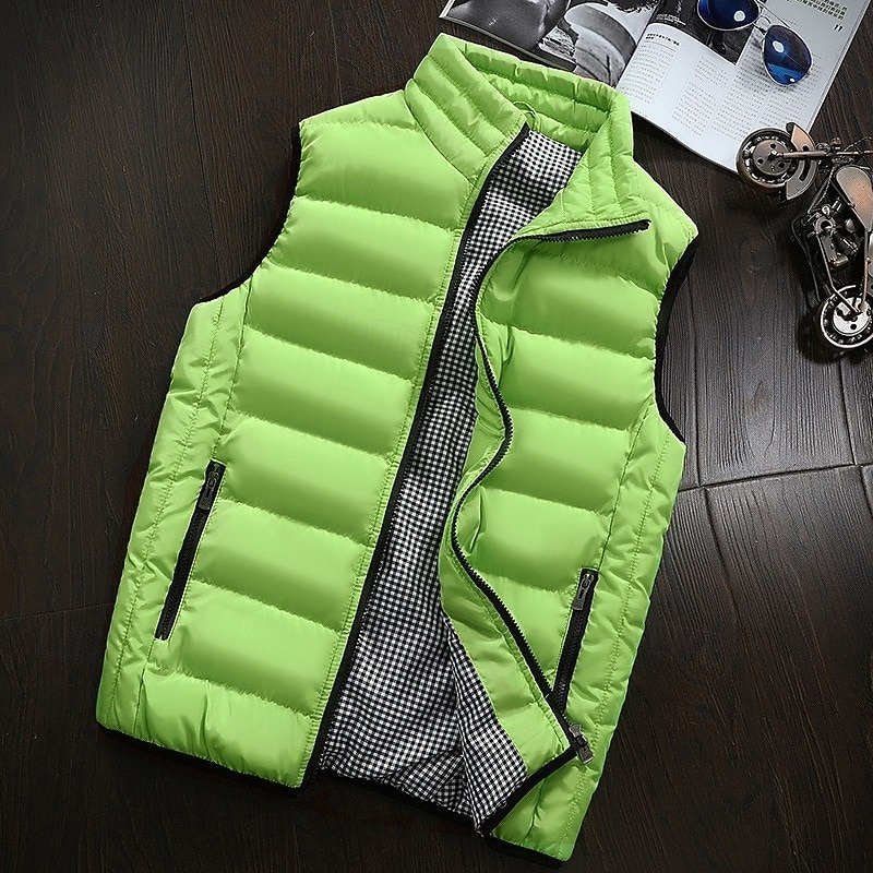 Herren Puffer Weste Weste Täglich Verabredung Urlaub Modisch Brautkleider schlicht Herbst Winter Tasche Polyester warm halten Komfortabel Glatt Gesteppt Reisverschluss Ständer Regular Fit Schwarz 2025 - $32.99 –P11