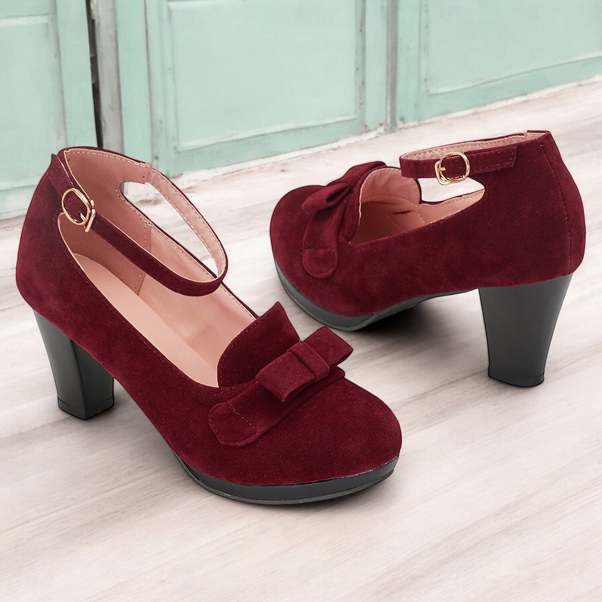 Women's Green Suede Mary Jane Heels with Bow Detail - Vintage-Inspired Platform Shoes for Special Occasions 2025 - $54.99 –P2