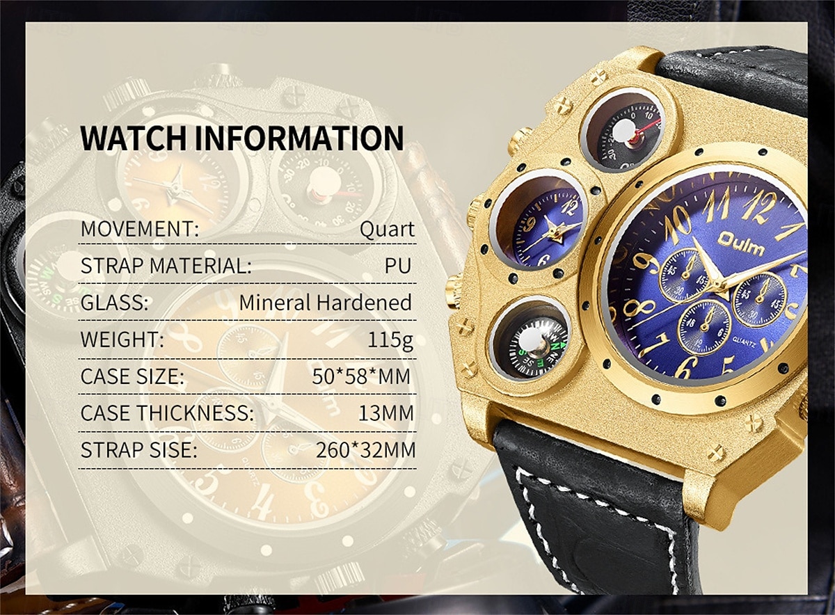 Large Dial Men Watches Luxury Brand Male Quartz Watch Big Size Men's Two Time Zone Leather Sport Wristwatches 2026 - $37.99 –P3