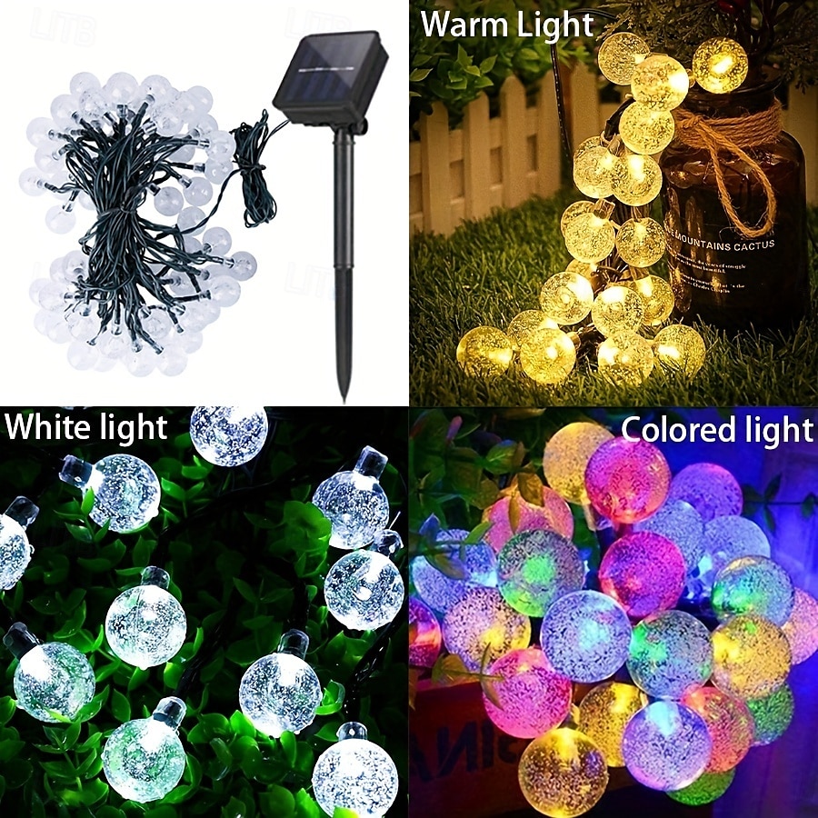 Elegant Wedding Reception Party Solar Bubble Ball Light String Halloween Christmas Wedding Party Atmosphere Decoration Light String 5M-20Leds/7M-50Leds/12M-100Leds 2025 - $8.99 –P5