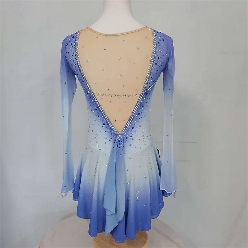 Rochie de Patinaj Artistic Pentru femei Fete Πατινάζ στο πάγο Rochii Albastru Peteci Plasă Înaltă Elasticitate Antrenament Competiție Ținută Patinaj Clasic Cristale / Strasuri Manșon Lung Patinaj pe 2025 - $170.99 –P2