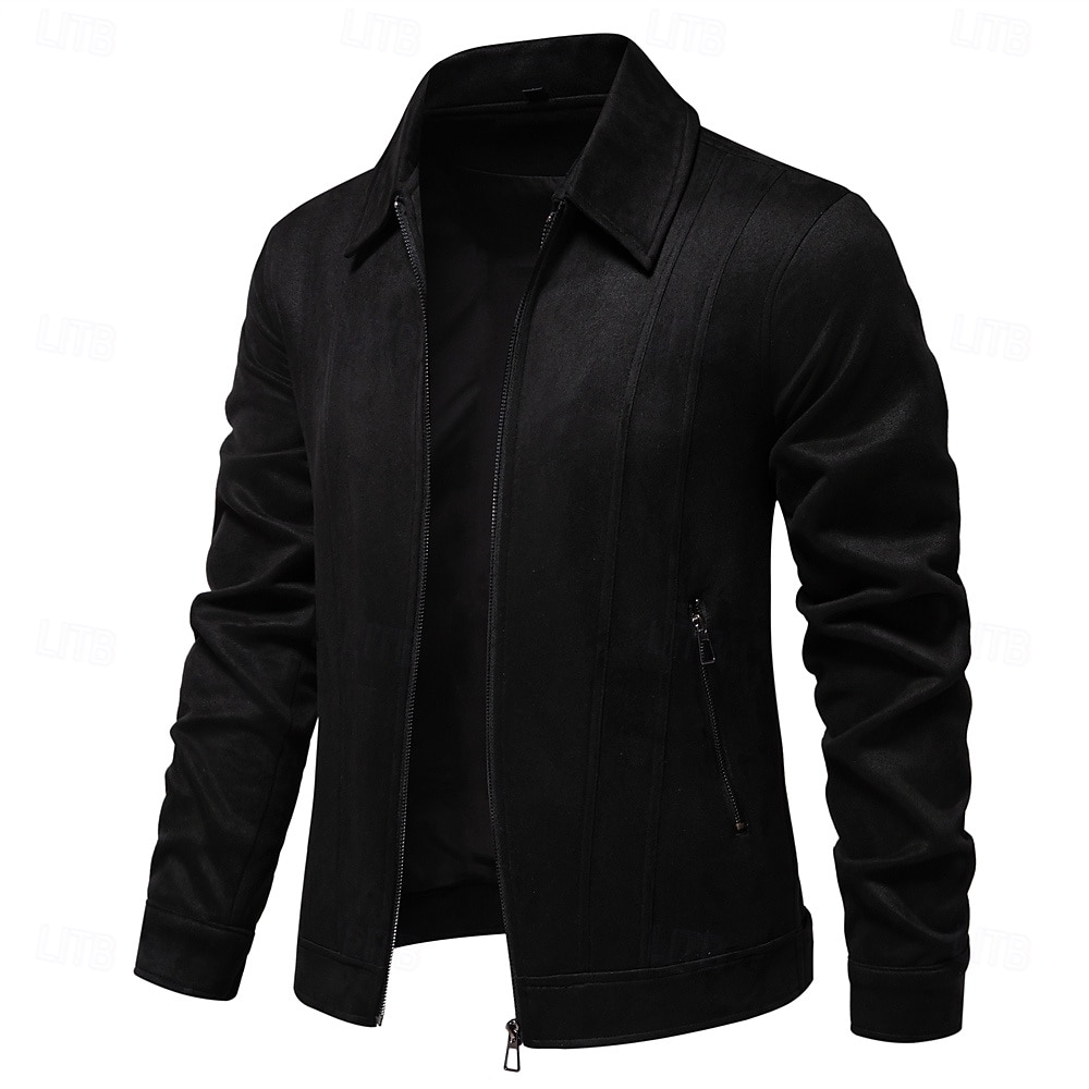 Per uomo Giacca sportiva Giacca in pelle scamosciata marrone Casual / quotidiano Sexy Autunno inverno Tinta unita / tinta unita Informale Bavero Standard Nero Giallo Verde Grigio Giacca del 2025 a $66.99 –P9