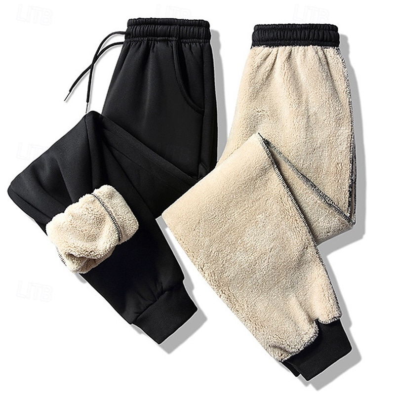 Herren Sherpa Fleecehosen Jogginghose Trainingshose Jogginghose Jogger Winterhose Tasche Kordelzug Elastische Taille Glatt Warm Weich Casual Täglich Modisch Strassenmode Schwarz / Weiß Schwarz 2025 - $25.99 –P4