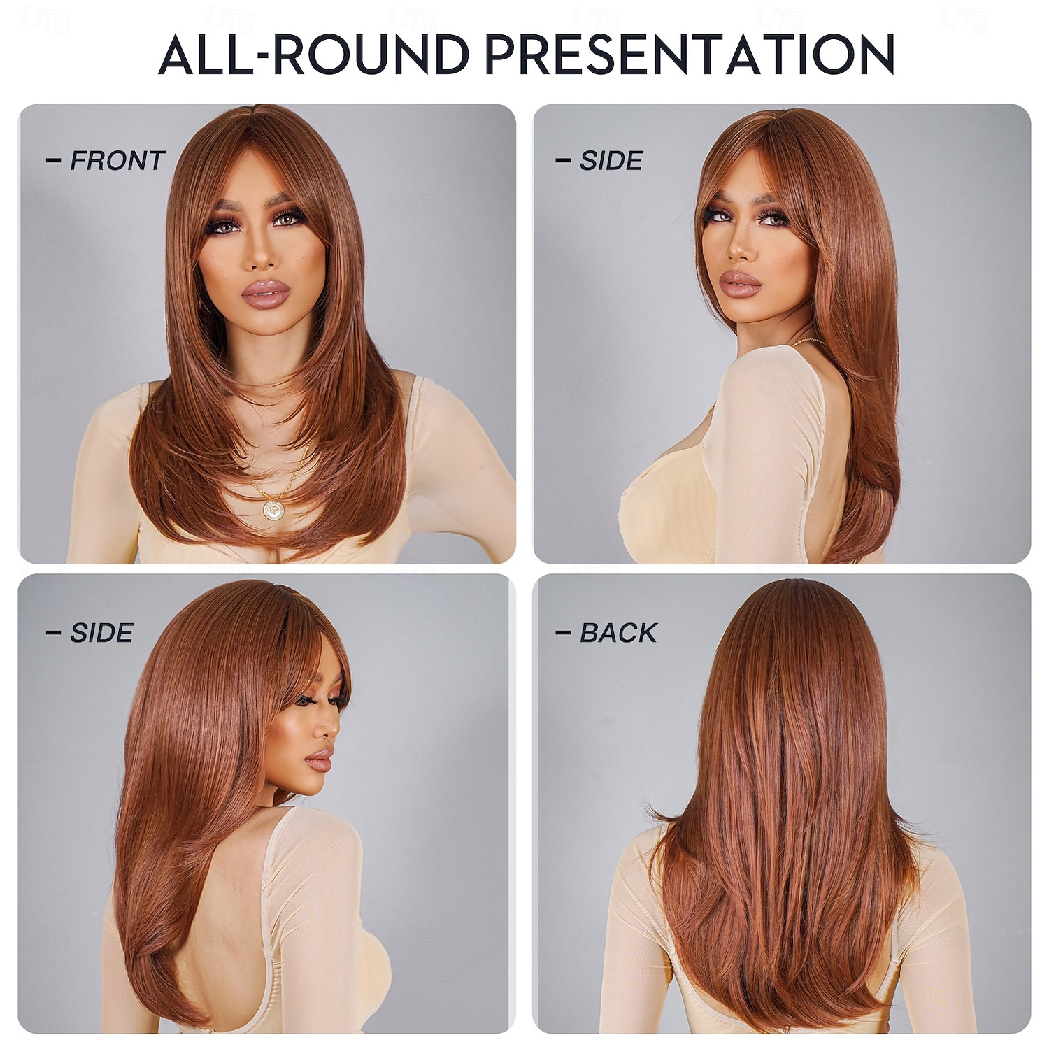 Synthetic Wig Uniforms Career Costumes Princess Straight kinky Straight Middle Part Layered Haircut Machine Made Wig 22 inch Black / Brown Synthetic Hair Women's Cosplay Party Fashion Dark Brown 2026 - $25.99 –P4