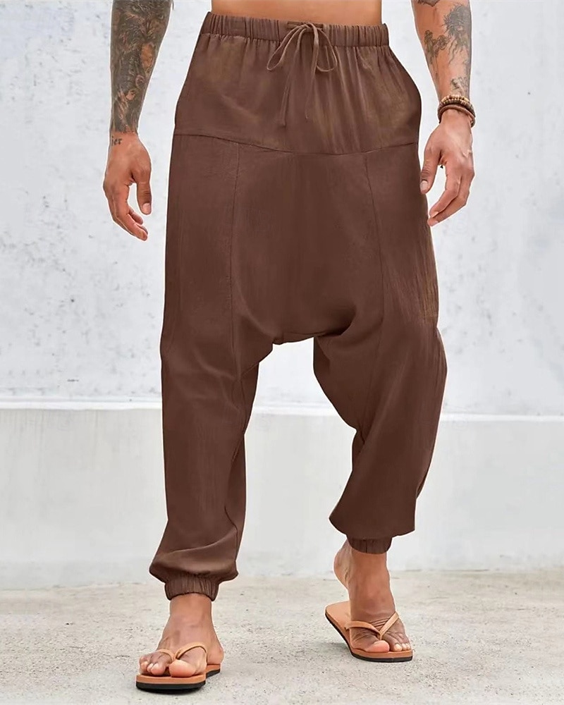 Herren Baumwollhosen Hose Hosen Sommerhosen Strandhose Haremshose Tasche Kordelzug Elastische Taille Glatt Komfort Atmungsaktiv Täglich Festtage Urlaub Hawaiianisch Boho Armeegrün Weiß 2025 - $27.99 –P11