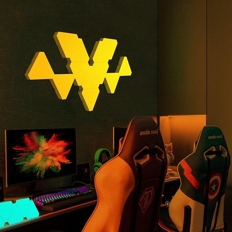 LED Smart Light Triangle Wall Panel Light RGB Color Rhythm App Controlled Gaming Tuya Wifi Bluetooth Remote Control Plate Quantum Lamp E-sports Intelligent Voice Controlled 2025 - $37.99 –P1