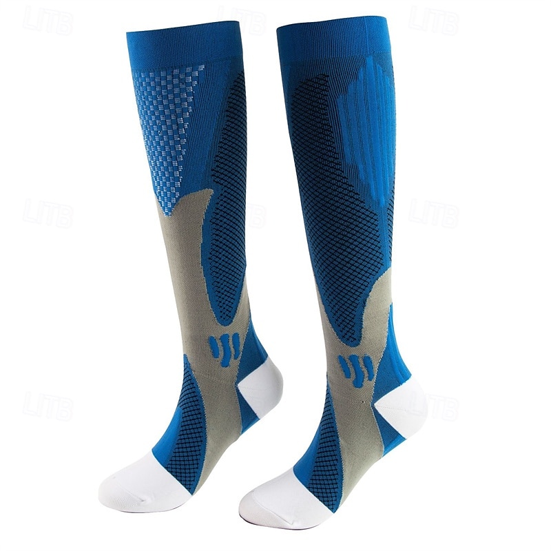 2 Paar Herren Kompressionsstrümpfe Wandersocken Außen Atmungsaktiv Weich Dehnbar Komfortabel Socken Kompressionssocken Patchwork Chinlon Schwarz Weiß Leicht Rosa für Jagd Radsport / Fahhrad Camping 2025 - $8.99 -P2