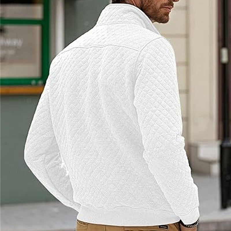 Hombre Sudadera Negro Blanco Verde Oscuro Gris Claro Gris Oscuro Cuello Mao Bloque de color Jacquard Retazos Bolsillo Estriado Deporte Diario Festivos Poliéster Texturizado Ropa de calle Básico Casual 2025 - $26.99 –P7
