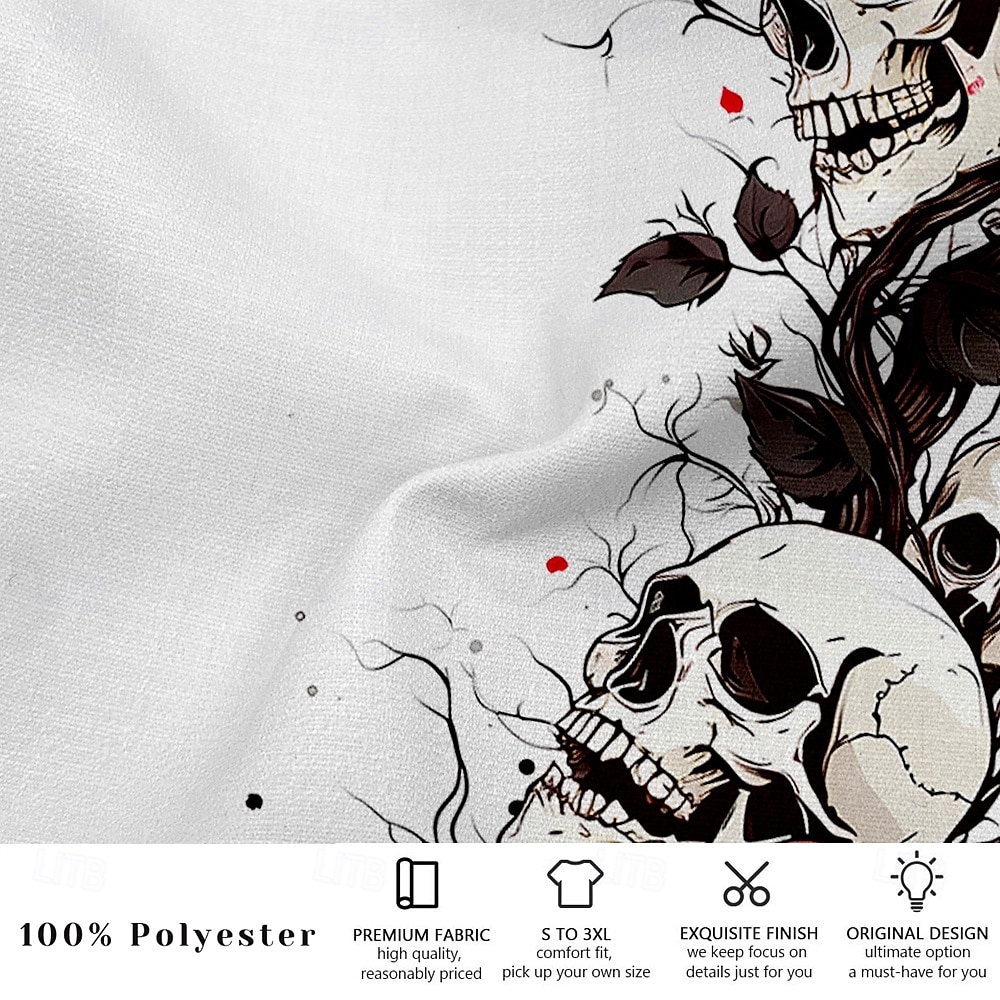 Männer Coole Totenköpfe Rose Hosen Hosen Mittlere Taille Kordelzug Elastischer Bund Hawaiianer Horror Party Abendkleidung Feiertag Gerade Beine Hosen Sommer Frühling Herbst 3D Druck Rot Blau Lila 2026 - $27.99 –P3