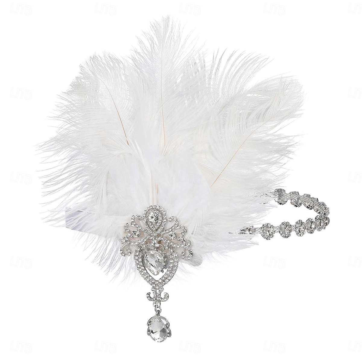 Cerchietto con piume nere e strass Gatsby anni '20 per donna: accessorio vintage in stile flapper per feste in maschera, matrimoni ed eventi a tema retrò del 2025 a $14.99 –P5