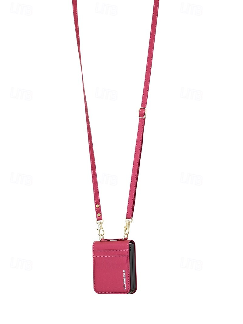 telefone Capinha Para Samsung Galaxy Z Flip 7 Z Virar 6 Z Flip 5 Z Flip 4 Z Flip 3 Capa traseira com cordão com pulseira Slot para cartão TPU Metal Couro PU de 2025 por $17.99 –P8