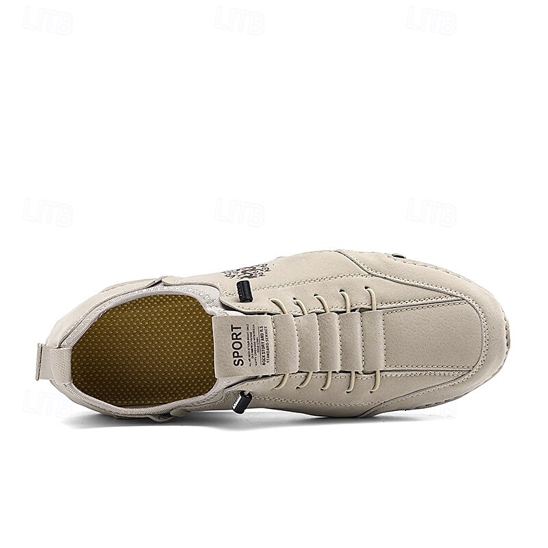 Homens Tênis sapatos feitos à mão Microfibra Confortável Antiderrapante Com Cadarço Preto Bege Cinzento de 2025 por $54.99 –P9