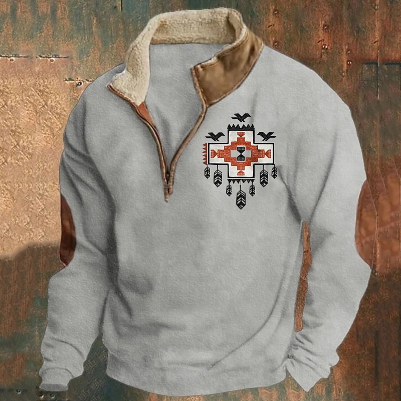 Men's Sweatshirt Quarter Zip Sweatshirt Black Navy Blue Brown Gray